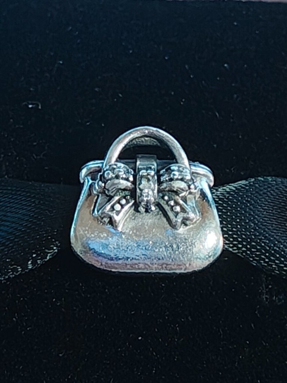 Authentic Pandora Retired Sparkling Handbag Purse Charm – 791534CZ